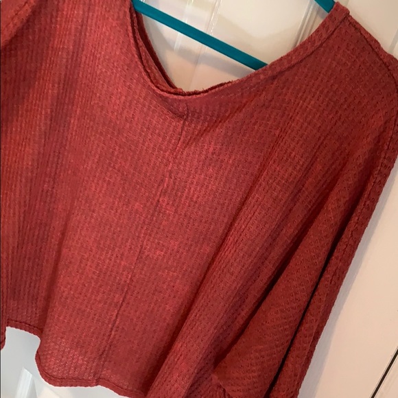 Distressed Waffle Knit Off the Shoulder Top - Picture 6 of 8